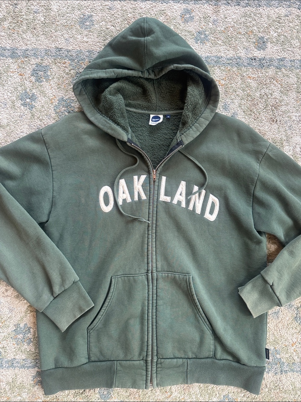 Blue Marlin Oakland Green Zip-Up Hoodie Medium